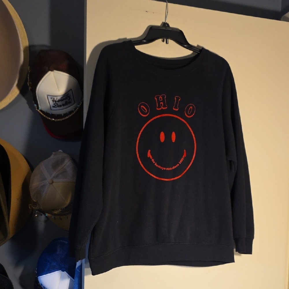 Black Ohio Sweatshirt with Red Smiley